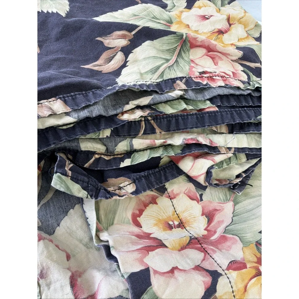 Ralph Lauren Charleston Floral Black FULL Flat Sheet Vintage fabric